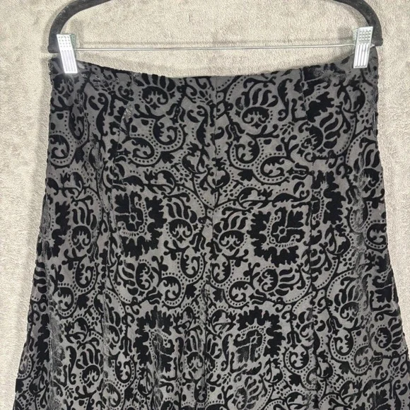 Jones New York A-Line Midi Skirt Size 10 Black Velvet Burnout Damask Gothic Y2K - Picture 8 of 12